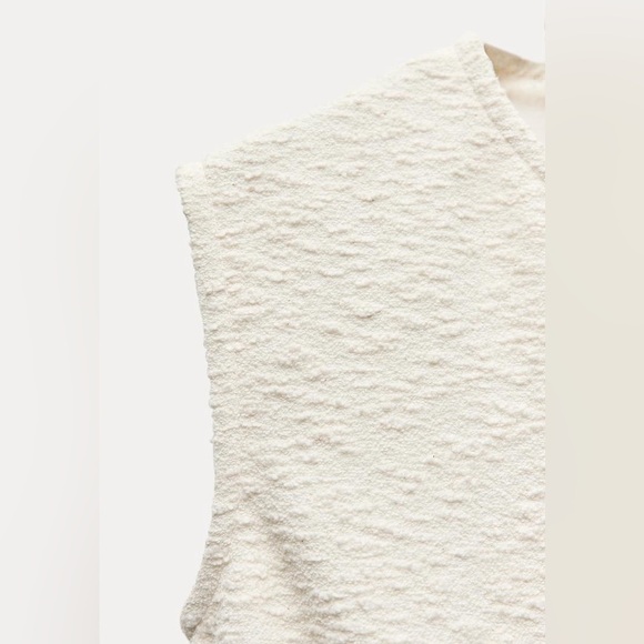 NWT. Zara ZW Collection Ecru Cotton Blend Textured Shift Midi Dress. Size M. - Picture 10 of 14